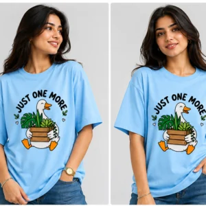 Just One More Duck Graphic Oversized T-Shirt for Women | 100% Cotton Casual Tee